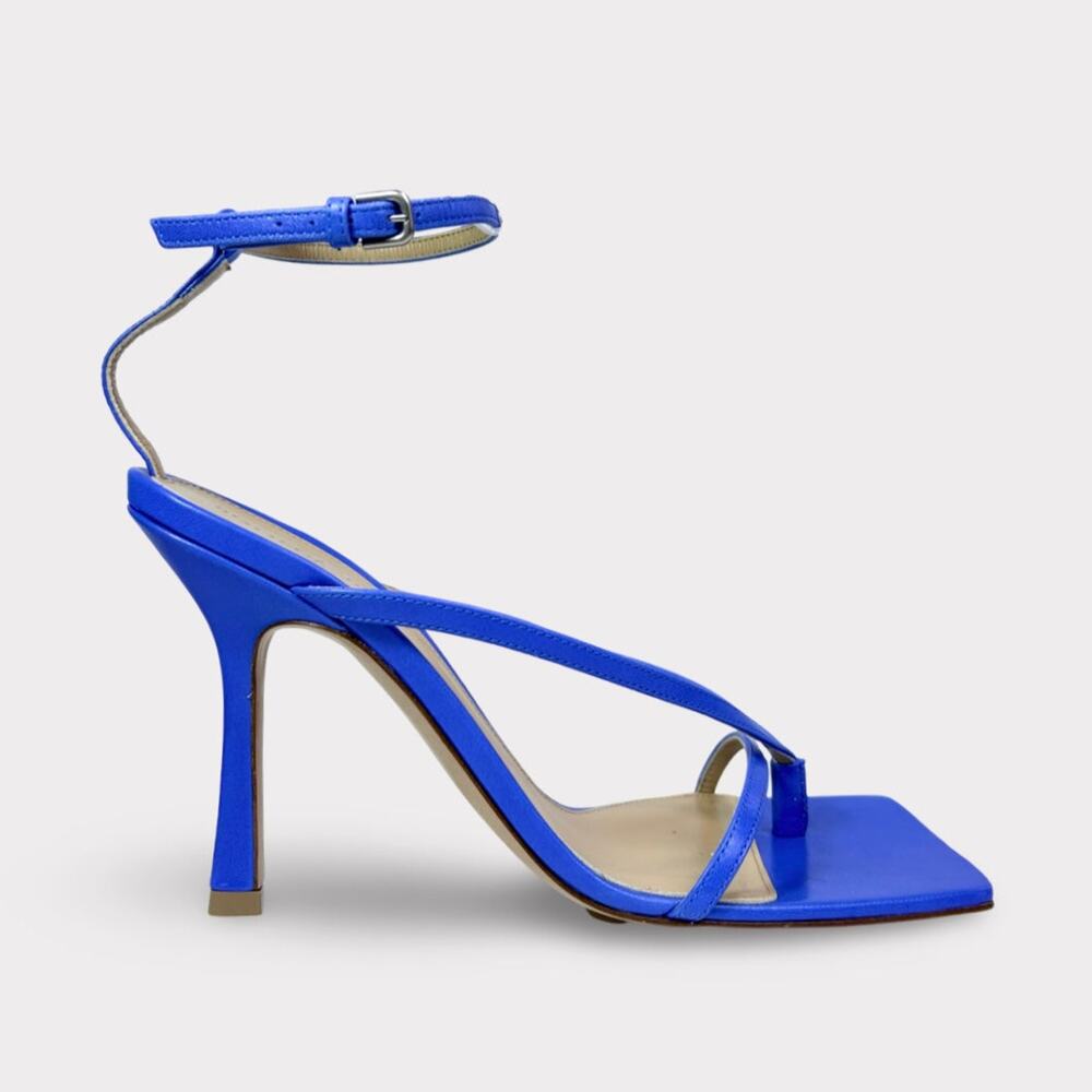 Bottega Veneta Electric Blue Leather Ankle-Strap High Heel Sandals